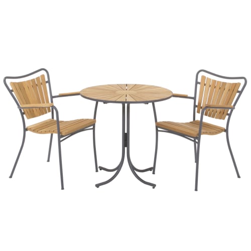 Bord (Ø 70 cm) og stabelbare stole