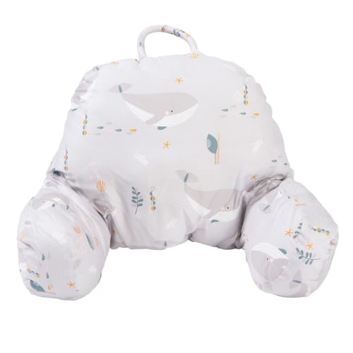 BabyTrold barnevognspude - Hvid med hvalprint
