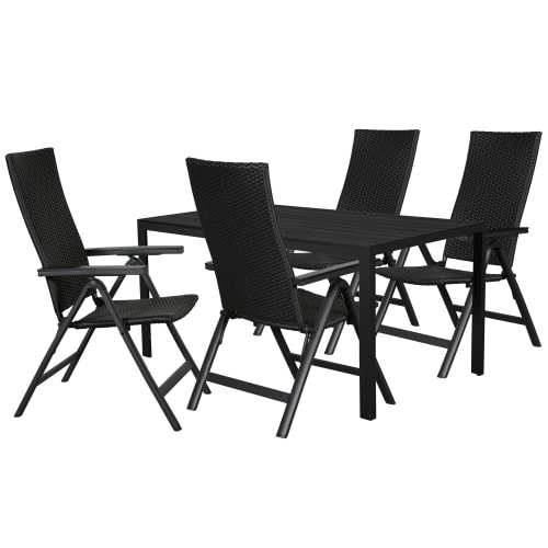 Camilla havemøbelsæt med 4 Jonna stole - Sort