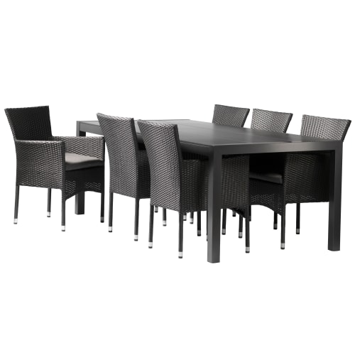 Carina havemøbelsæt med 6 Sofia stole - Grå/sort