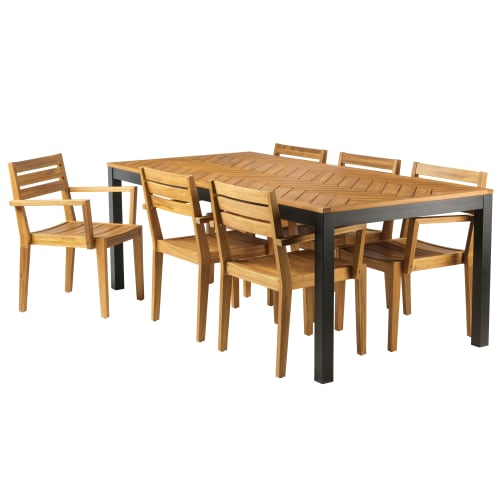 Coop Cila L havemøbelsæt med 6 stole - Natur/sort