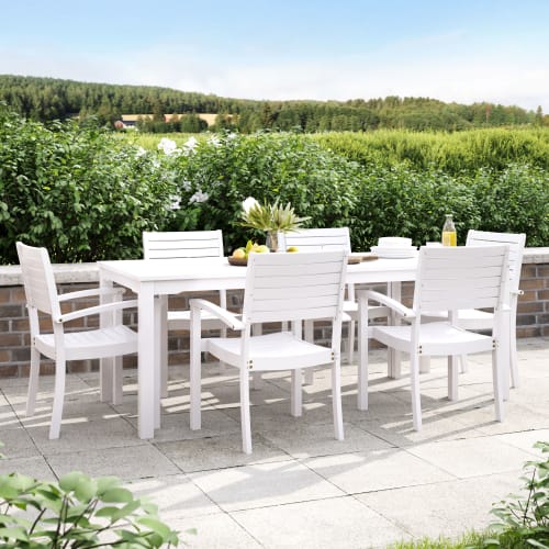 Coop Liva L havemøbelsæt med 6 stole - Hvid