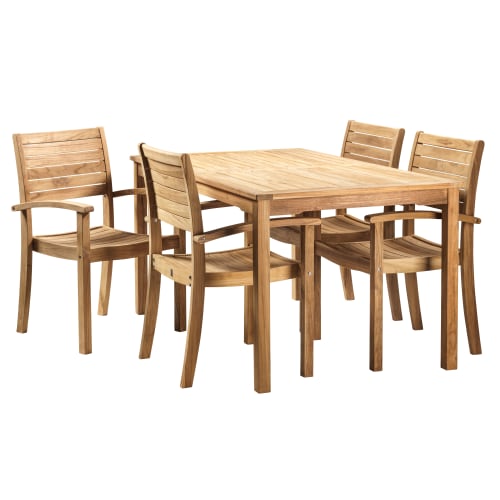 Coop Liva M havemøbelsæt med 4 stole - Teak
