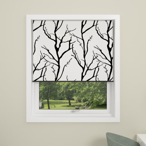 Debel rullegardin - Tree - Hvid og sort