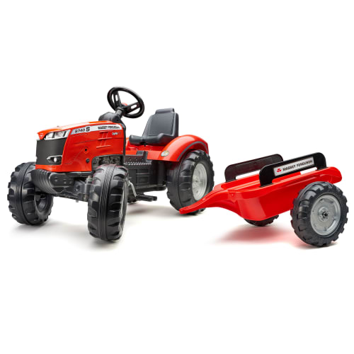 Falk traktor med vogn - Massey Ferguson - Rød