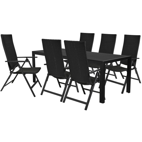 Filippa havemøbelsæt med 6 Ebba stole - Sort