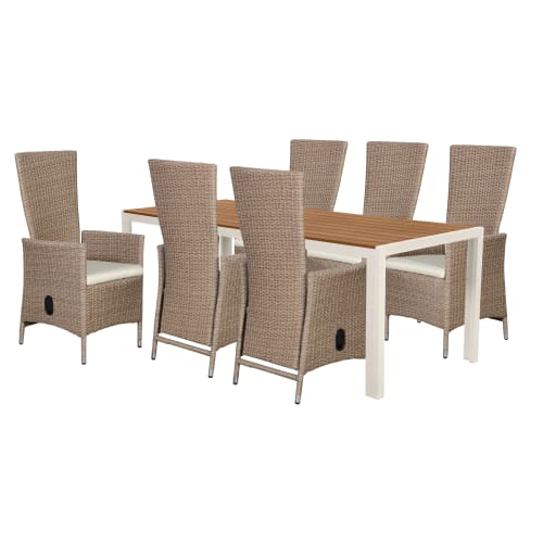 Filippa havemøbelsæt med 6 Isabella stole - Natur/sandgrå