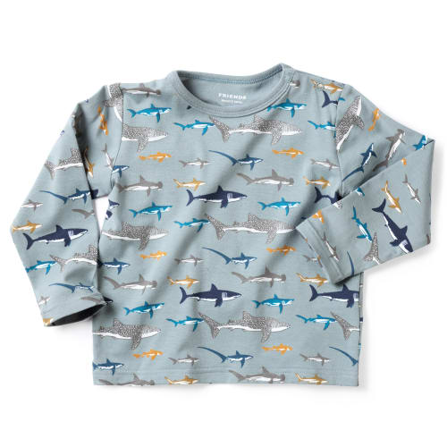 Friends langærmet t-shirt - Grå med hajprint