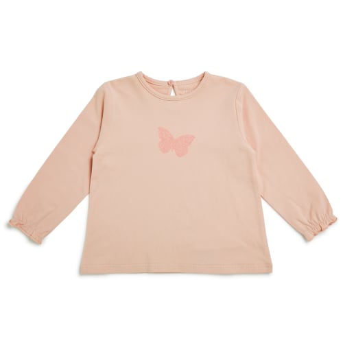 Friends langærmet t-shirt - Lyserød med sommerfugl