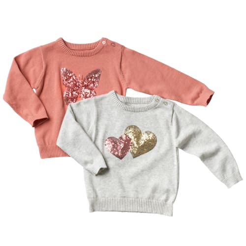 Se Friends strikket sweater - Koral/gråmeleret - 2 stk. hos Coop.dk