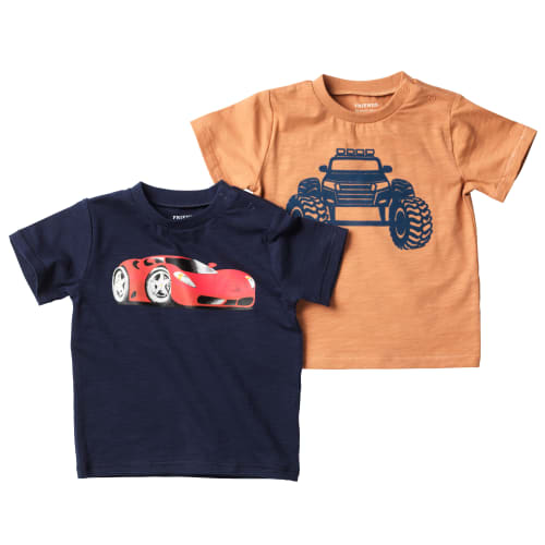 Friends t-shirt - Mørkeblå/orange med print - 2 stk.