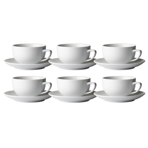 Hvidpot kaffekopper med underkop - 6 sæt