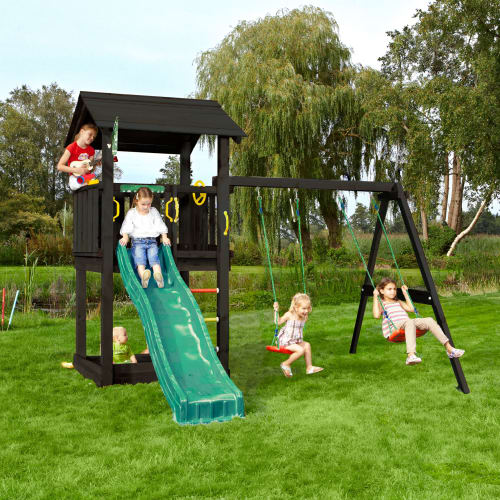 Jungle Gym Casa legetårn med gyngemodul – Sort