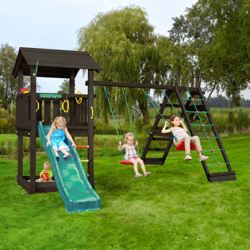 Jungle Gym Casa legetårn med klatremodul – Sort