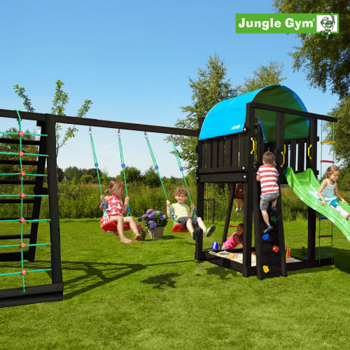 Jungle Gym Villa legetårn med klatremodul - Sort