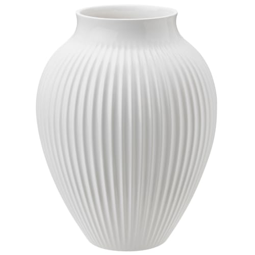 Knabstrup Keramik vase med riller - Hvid