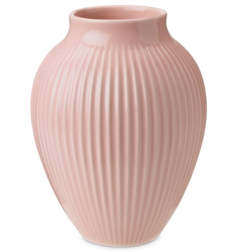 Knabstrup Keramik vase med riller - Rosa