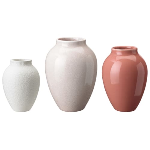 Knabstrup Keramik vaser - 3 stk. - Hvid, rosa og koral
