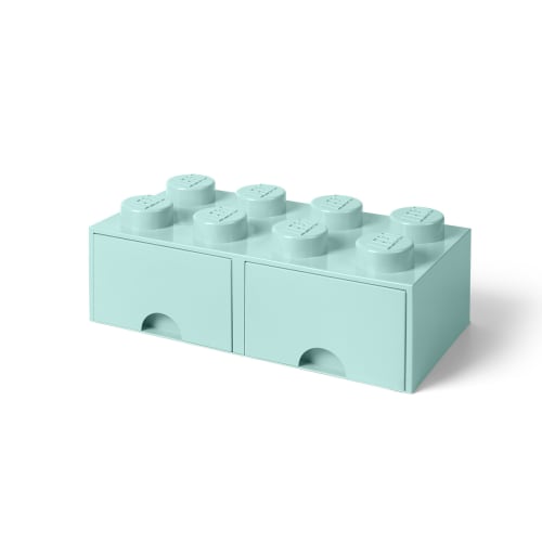 LEGO opbevaringskasse med 2 skuffer - Turkis