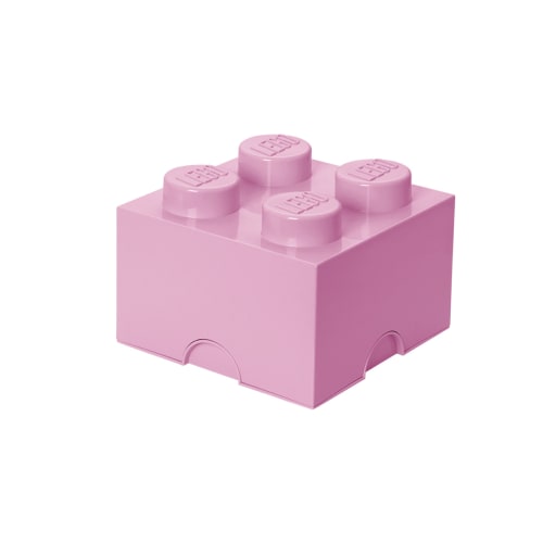 LEGO opbevaringskasse med 4 knopper - Lyserød