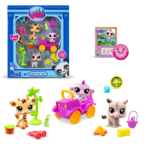 Littlest Pet Shop legesæt - Næsehorn, Giraf og Abe