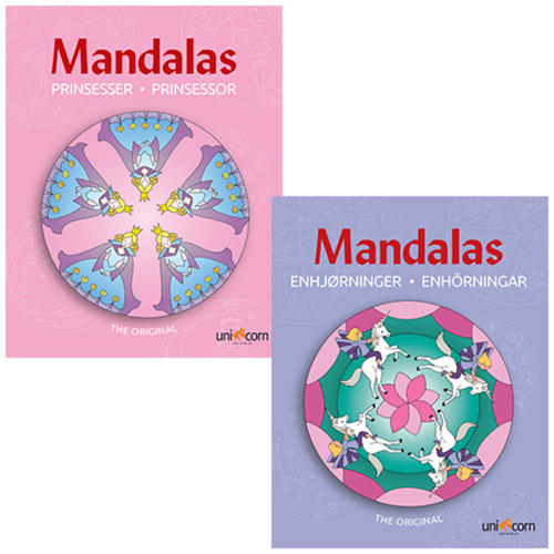 Mandalas malebøger - Prinsesser & Enhjørninger - 2 stk.