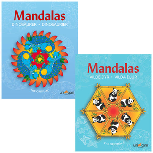 Mandalas malebøger - Vilde Dyr & Dinosaurer - 2 stk.