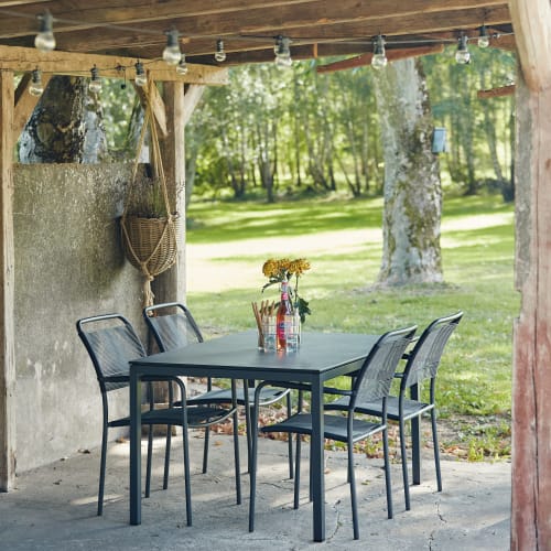 Mandalay Elba havemøbelsæt med 4 Verona stole - Antracit/sort