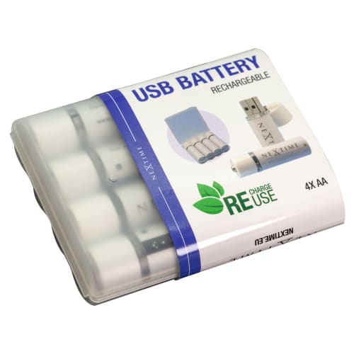 NeXtime genopladelige USB-batterier - 4 x AA