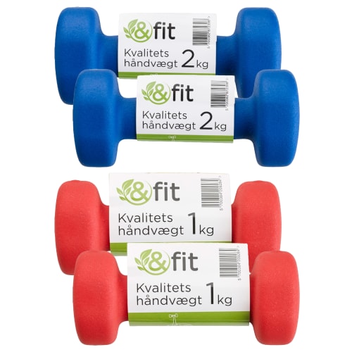 &Fit håndvægte – 1 og 2 kg – 4 stk.