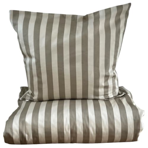 Omhu sengetøj - Blok strib - Mud/offwhite