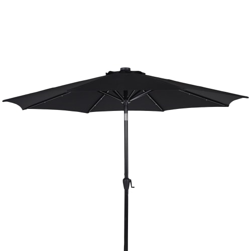 Padova parasol med LED-lys, krank og tiltfunktion – Sort
