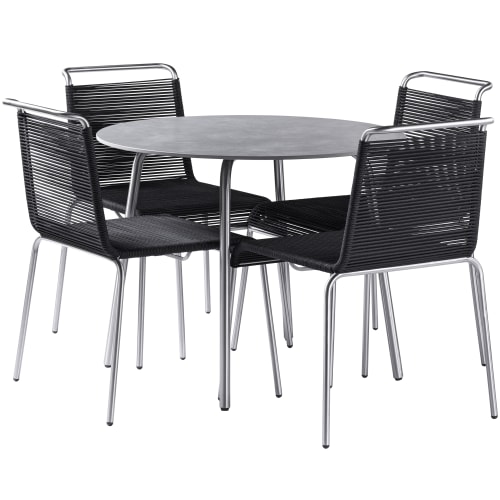Billede af Salto & Sigsgaard havemøbelsæt med 4 stole - Teglgård - Grå/sort