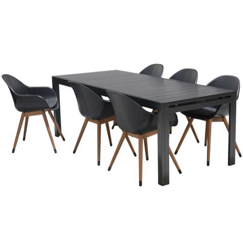ScanCom Andrea havemøbelsæt med 6 Silja stole - Grå/sort