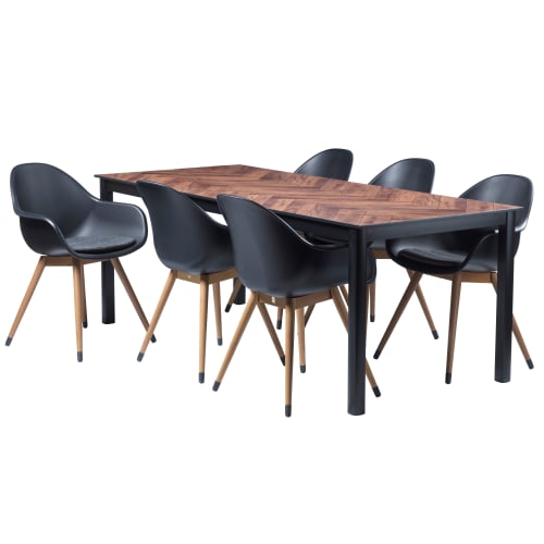 ScanCom Elena havemøbelsæt med 6 Silja stole - Natur/sort