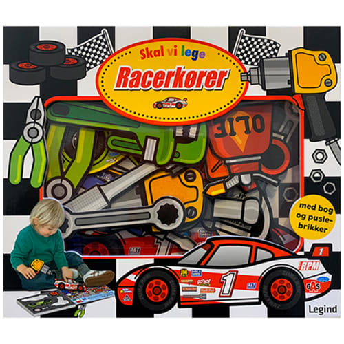 Skal vi lege Racerkører - Med bog og puslebrikker - Papbog