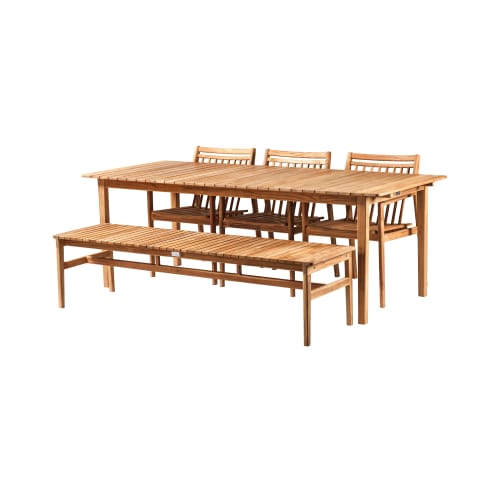 Thomas E. Alken havemøbelsæt med 3 stole og bænk - Sammen - Natur