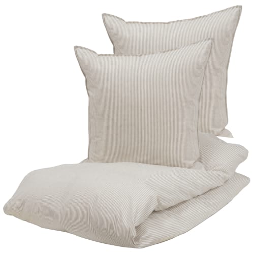 Borås Cotton sengetøj til dobbeltdyne Cille - Beige/hvidstribet | Køb produktet online | Coop.dk