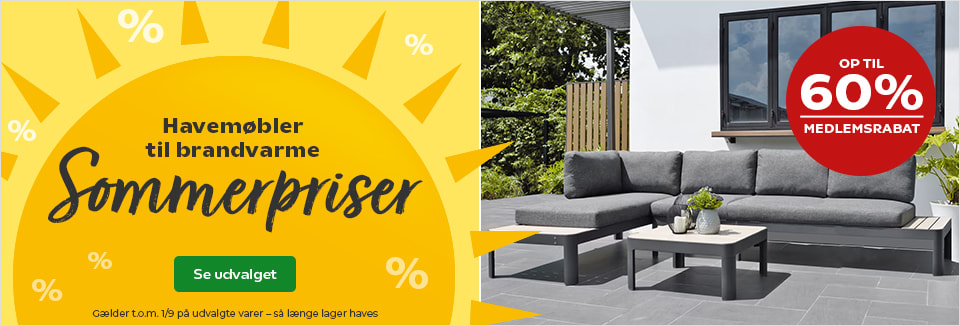 Brandvarme sommerpriser - Op til 60% medlemsrabat på havemøbler
