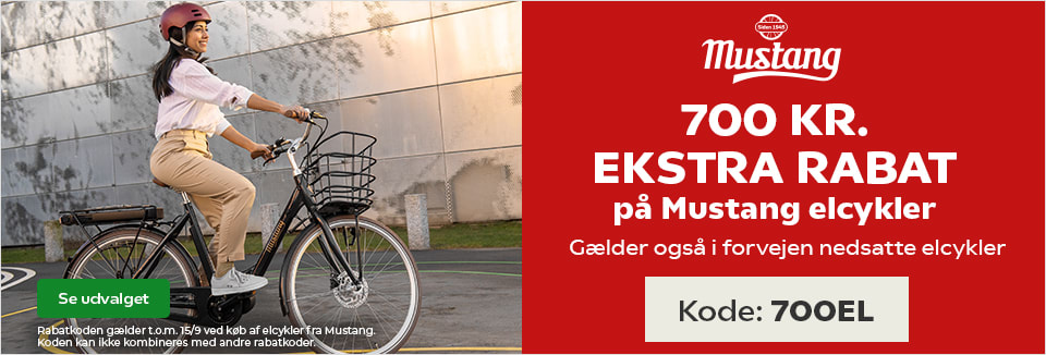 700 kr. ekstra rabat på alle Mustang elcykler